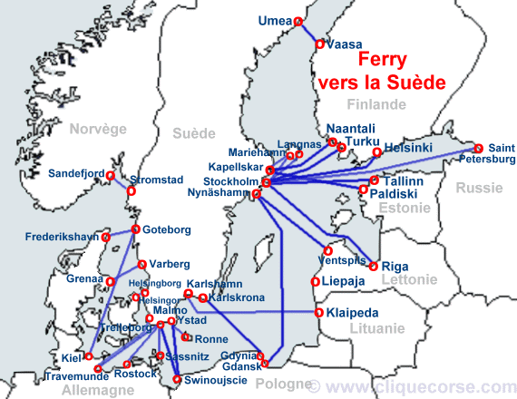 carte bateau Suède